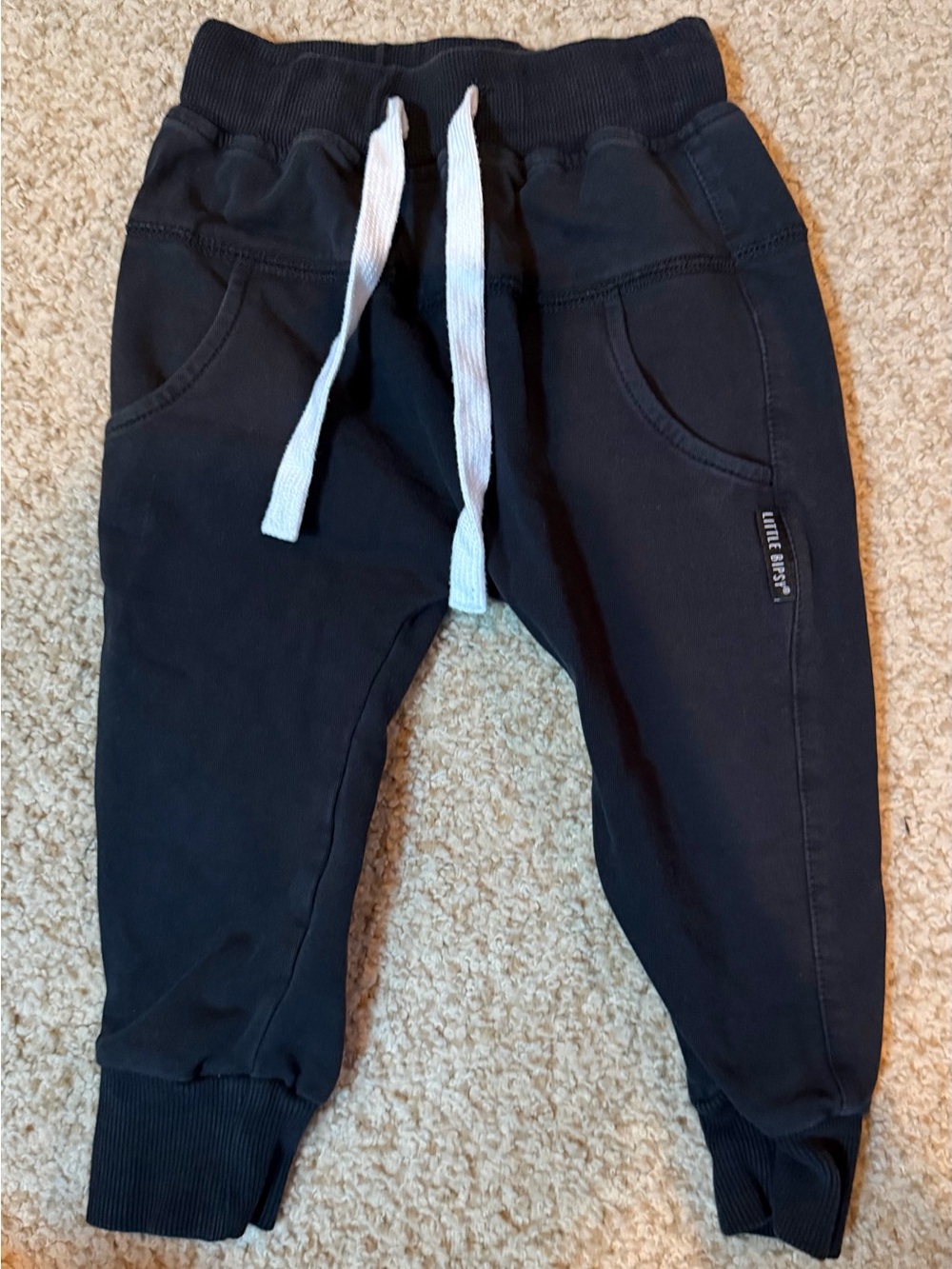 Little Bipsy Black Jogger Sweatpants with White Drawstring